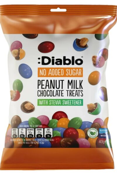 Orzeszki w mlecznej czekoladzie w kolorowej polewie bez dodatku cukru Diablo