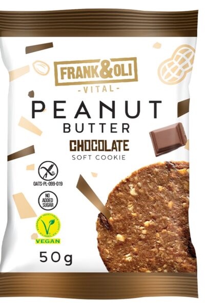 Wegańskie bezglutenowe ciastko z pastą orzechową i czekoladą Frank&Oli
