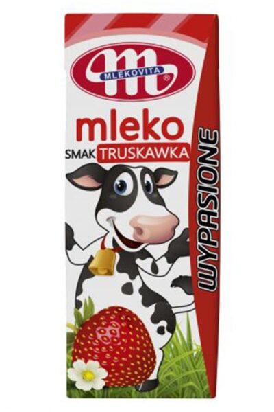 Mleko UHT Wypasione o smaku truskawkowym Mlekovita