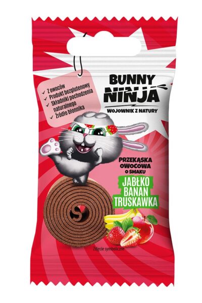 Przekąska owocowa o smaku jabłko-banan-truskawka Bunny Ninja