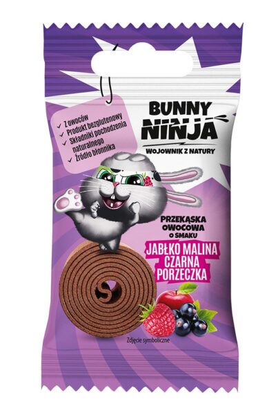 Przekąska owocowa o smaku jabłko-malina-czarna porzeczka Bunny Ninja