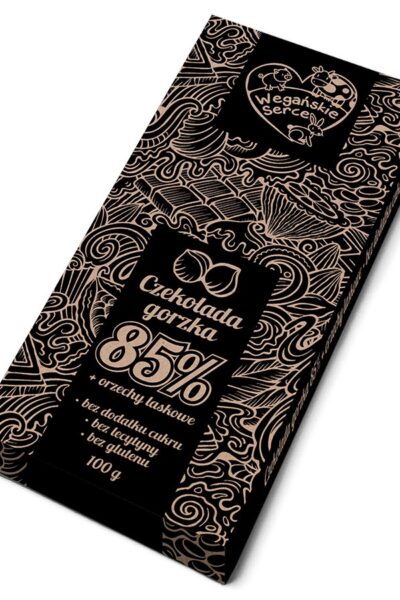 Wegańska czekolada gorzka 85% z orzechami laskowymi
