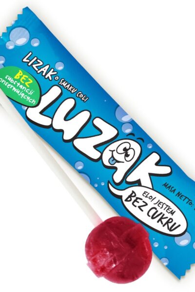 Luzak lizak bez cukru o smaku coli 8g