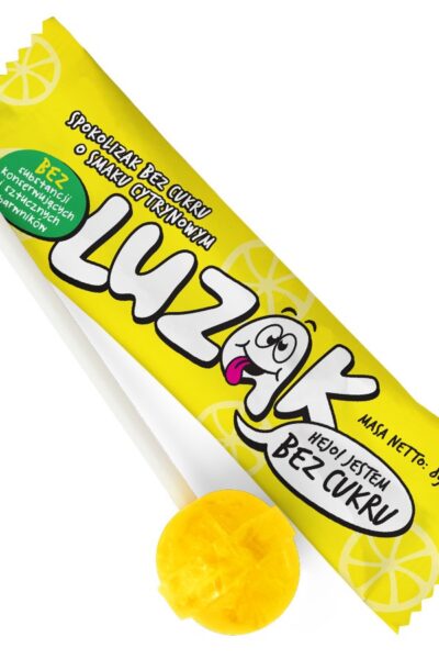 Luzak lizak bez cukru o smaku cytrynowym 8g