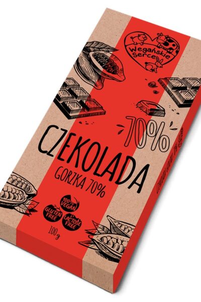 Wegańska czekolada gorzka 70% Wegańskie Serce