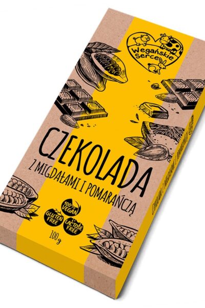 Wegańska czekolada z migdałami i pomarańczą (na bazie napoju ryżowego) Wegańskie Serce