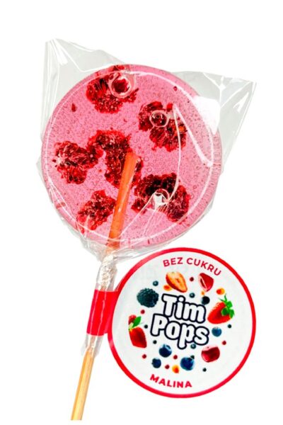 Lizak o smaku malinowym bez dodatku cukru