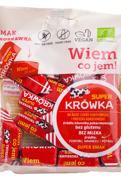 Krówki bezmleczne truskawkowe bezglutenowe Super Krówka BIO 150g