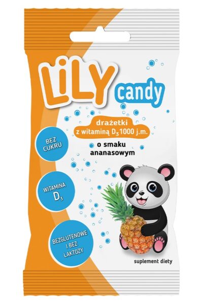 Drażetki o smaku ananasowym z witaminą C i D LILY Candy