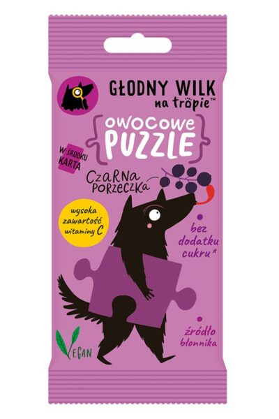 Owocowe puzzle żelki z naturalną witaminą C - czarna porzeczka Głodny Wilk 20g